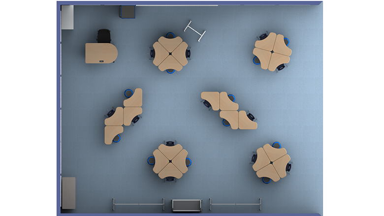 Elementary Collaborative Classroom with Desks - Plan View